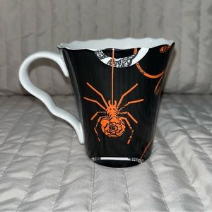 Halloween Owl & Spider Spooky coffee tea mug By Westbury Court 10oz Orange Black